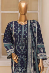 Bin Saeed Stitched 3 Piece Exclusive Emb Lawn Vol-01 Collection-SM-043-Navy Blue