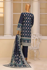 Bin Saeed Stitched 3 Piece Exclusive Emb Lawn Vol-01 Collection-SM-043-Navy Blue