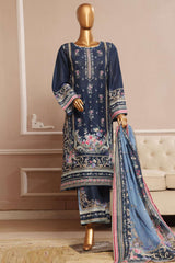 Bin Saeed Stitched 3 Piece Exclusive Emb Lawn Vol-01 Collection-SM-044-Navy Blue