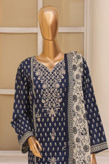 Bin Saeed Stitched 3 Piece Exclusive Emb Lawn Vol-01 Collection-SM-1504-Blue