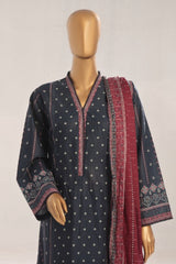 Bin Saeed Stitched 3 Piece Exclusive Printed Lawn Vol-02 Collection-SM-1525-Navy Blue