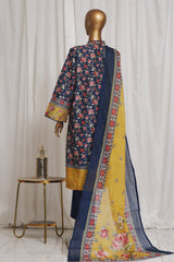 Bin Saeed Stitched 3 Piece Exclusive Printed Lawn Vol-01 Collection-SM-1334-Blue