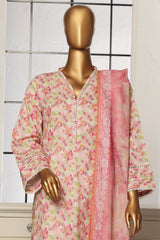 Bin Saeed Stitched 3 Piece Exclusive Printed Lawn Vol-01 Collection-SM-104-Peach