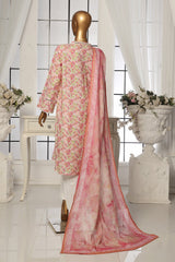 Bin Saeed Stitched 3 Piece Exclusive Printed Lawn Vol-01 Collection-SM-104-Peach