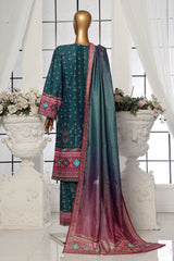 Bin Saeed Stitched 3 Piece Exclusive Printed Lawn Vol-01 Collection-SM-1683-Dark Green
