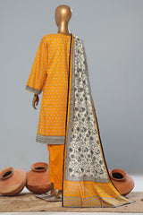 Bin Saeed Stitched 3 Piece Exclusive Printed Lawn Vol-08 Suit-SM-1164-Mustard