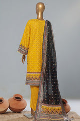 Bin Saeed Stitched 3 Piece Exclusive Printed Lawn Vol-08 Suit-SM-1169-Yellow