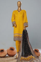 Bin Saeed Stitched 3 Piece Exclusive Printed Lawn Vol-08 Suit-SM-1169-Yellow