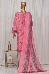 Bin Saeed Stitched 3 Piece Exclusive Printed Lawn Vol-02 Collection-SM-1332-Pink