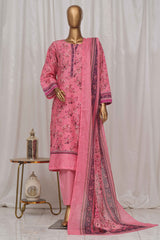 Bin Saeed Stitched 3 Piece Exclusive Printed Lawn Vol-02 Collection-SM-1332-Pink