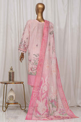 Bin Saeed Stitched 3 Piece Exclusive Printed Lawn Vol-02 Collection-SM-1337-Pink