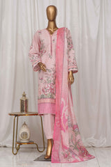 Bin Saeed Stitched 3 Piece Exclusive Printed Lawn Vol-02 Collection-SM-1337-Pink