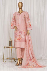 Bin Saeed Stitched 3 Piece Exclusive Printed Lawn Vol-03 Collection-SM-1338-Peach