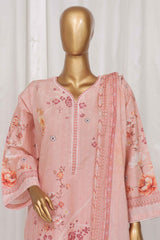 Bin Saeed Stitched 3 Piece Exclusive Printed Lawn Vol-03 Collection-SM-1338-Peach