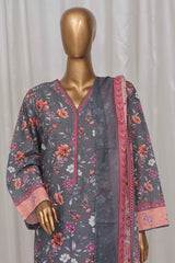 Bin Saeed Stitched 3 Piece Exclusive Printed Lawn Vol-04 Collection-SM-1342-Grey