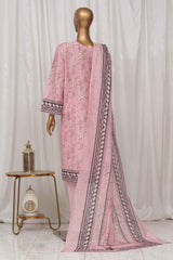 Bin Saeed Stitched 3 Piece Exclusive Printed Lawn Vol-03 Collection-SM-1344-Pink