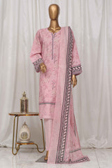 Bin Saeed Stitched 3 Piece Exclusive Printed Lawn Vol-03 Collection-SM-1344-Pink