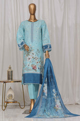 Bin Saeed Stitched 3 Piece Exclusive Printed Lawn Vol-02 Collection-SM-1345-Ferozi