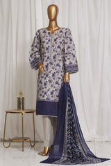 Bin Saeed Stitched 3 Piece Exclusive Printed Lawn Vol-05 Collection-SM-1347-Grey