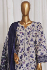 Bin Saeed Stitched 3 Piece Exclusive Printed Lawn Vol-05 Collection-SM-1347-Grey