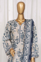 Bin Saeed Stitched 3 Piece Exclusive Printed Lawn Vol-03 Collection-SM-1348-Off White