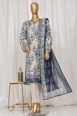 Bin Saeed Stitched 3 Piece Exclusive Printed Lawn Vol-03 Collection-SM-1348-Off White
