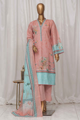 Bin Saeed Stitched 3 Piece Exclusive Printed Lawn Vol-03 Collection-SM-1349-Peach