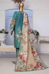 Bin Saeed Stitched 3 Piece Exclusive Printed Lawn Vol-02 Collection-SM-1351-Green