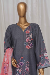 Bin Saeed Stitched 3 Piece Exclusive Printed Lawn Vol-04 Collection-SM-1353-Grey