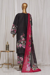 Bin Saeed Stitched 3 Piece Exclusive Printed Lawn Vol-01 Collection-SM-1354-Black
