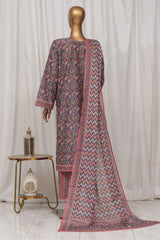 Bin Saeed Stitched 3 Piece Exclusive Printed Lawn Vol-02 Collection-SM-1357-Grey