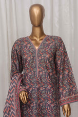 Bin Saeed Stitched 3 Piece Exclusive Printed Lawn Vol-02 Collection-SM-1357-Grey