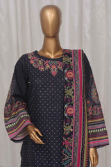 Bin Saeed Stitched 3 Piece Exclusive Printed Lawn Vol-03 Collection-SM-1359-Navy Blue