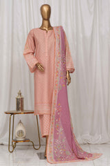 Bin Saeed Stitched 3 Piece Exclusive Printed Lawn Vol-05 Collection-SM-1360-Peach