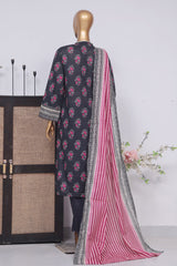 Bin Saeed Stitched 3 Piece Exclusive Printed Lawn Vol-01 Collection-SM-1361-Black