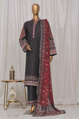 Bin Saeed Stitched 3 Piece Exclusive Printed Lawn Vol-04 Collection-SM-1362-Black
