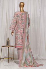 Bin Saeed Stitched 3 Piece Exclusive Printed Lawn Vol-05 Collection-SM-1365-Pink