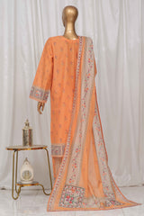 Bin Saeed Stitched 3 Piece Exclusive Printed Lawn Vol-04 Collection-SM-1366-Orange