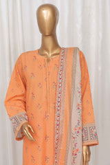 Bin Saeed Stitched 3 Piece Exclusive Printed Lawn Vol-04 Collection-SM-1366-Orange