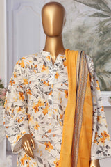Bin Saeed Stitched 3 Piece Exclusive Printed Lawn Vol-02 Collection-SM-1368-Yellow