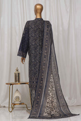 Bin Saeed Stitched 3 Piece Exclusive Printed Lawn Vol-04 Collection-SM-1372-Navy Blue