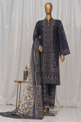 Bin Saeed Stitched 3 Piece Exclusive Printed Lawn Vol-04 Collection-SM-1372-Navy Blue