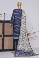 Bin Saeed Stitched 3 Piece Exclusive Printed Lawn Vol-04 Collection-SM-1373-Blue