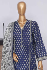 Bin Saeed Stitched 3 Piece Exclusive Printed Lawn Vol-04 Collection-SM-1373-Blue
