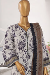 Bin Saeed Stitched 3 Piece Exclusive Printed Lawn Vol-03 Collection-SM-1375-White
