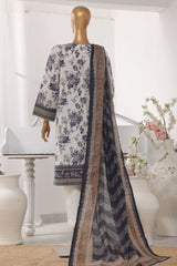 Bin Saeed Stitched 3 Piece Exclusive Printed Lawn Vol-03 Collection-SM-1375-White