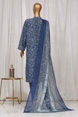 Bin Saeed Stitched 3 Piece Exclusive Printed Lawn Vol-05 Collection-SM-1379-Blue
