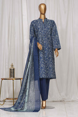 Bin Saeed Stitched 3 Piece Exclusive Printed Lawn Vol-05 Collection-SM-1379-Blue