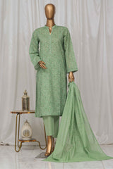 Bin Saeed Stitched 3 Piece Exclusive Printed Lawn Vol-03 Collection-SM-1380-Green