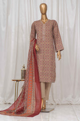 Bin Saeed Stitched 3 Piece Exclusive Printed Lawn Vol-04 Collection-SM-1381-Brown